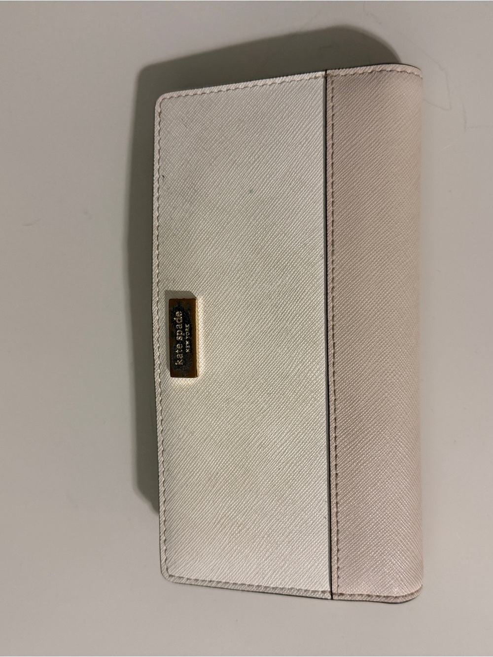 kate spade cream and light pink Saffiano bifold wallet